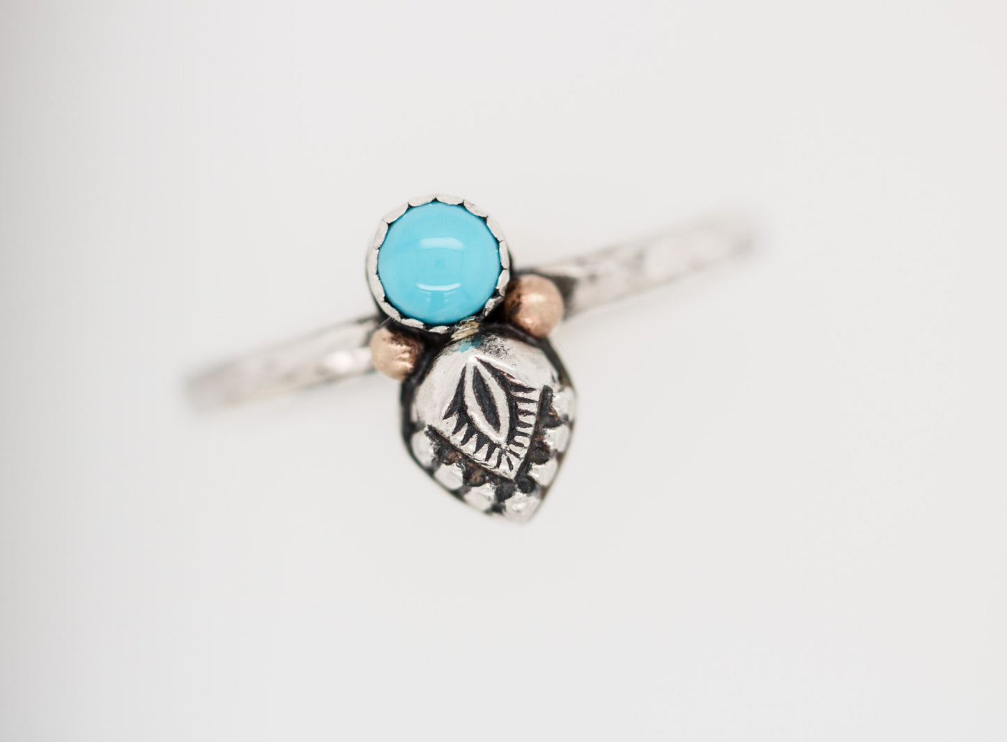 Sterling Silver 14k Gold Turquoise Ring, Solid Gold Accents, Boho Ring, Sleeping Beauty Turquoise