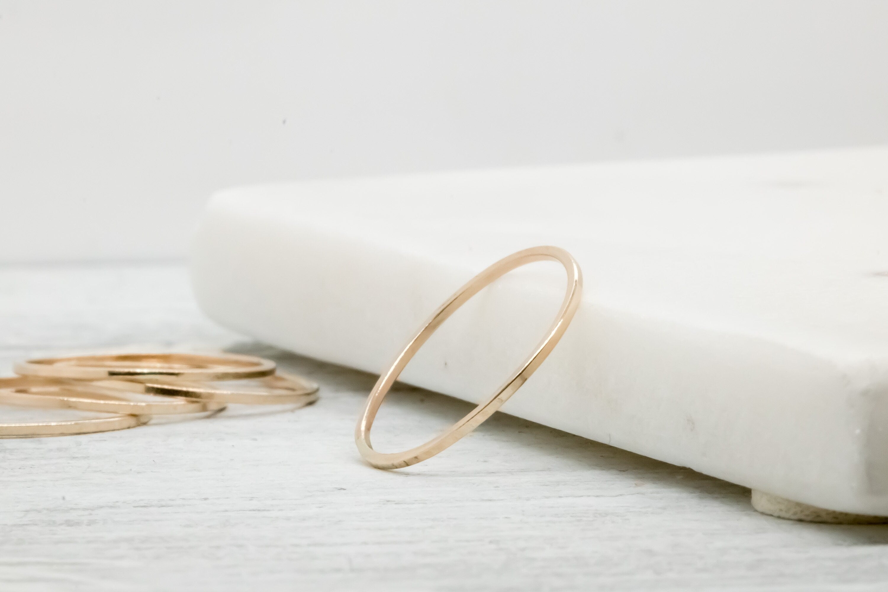 Square Stacking Rings Solid 14k Yellow Gold Square Stacking Ring | Minimalist Wedding Band ...
