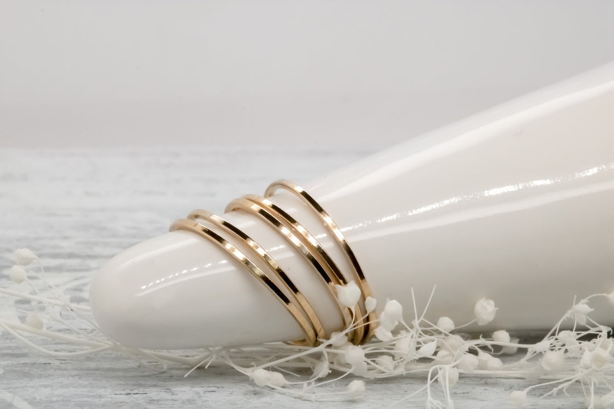 Square Stackable Rings Solid 14k Yellow Gold Square Stacking Ring | Minimalist Wedding Band ...