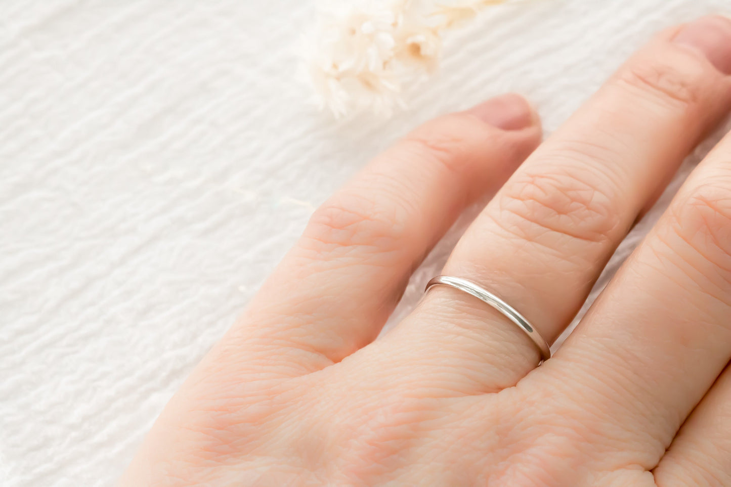 Simple Sterling Silver Half Round Ring Band For Women 