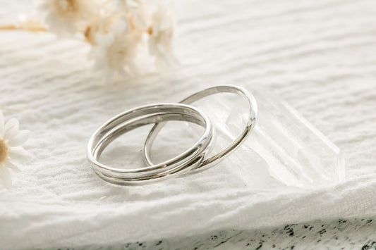 Simple Sterling Silver Half Round Ring Band For Women 