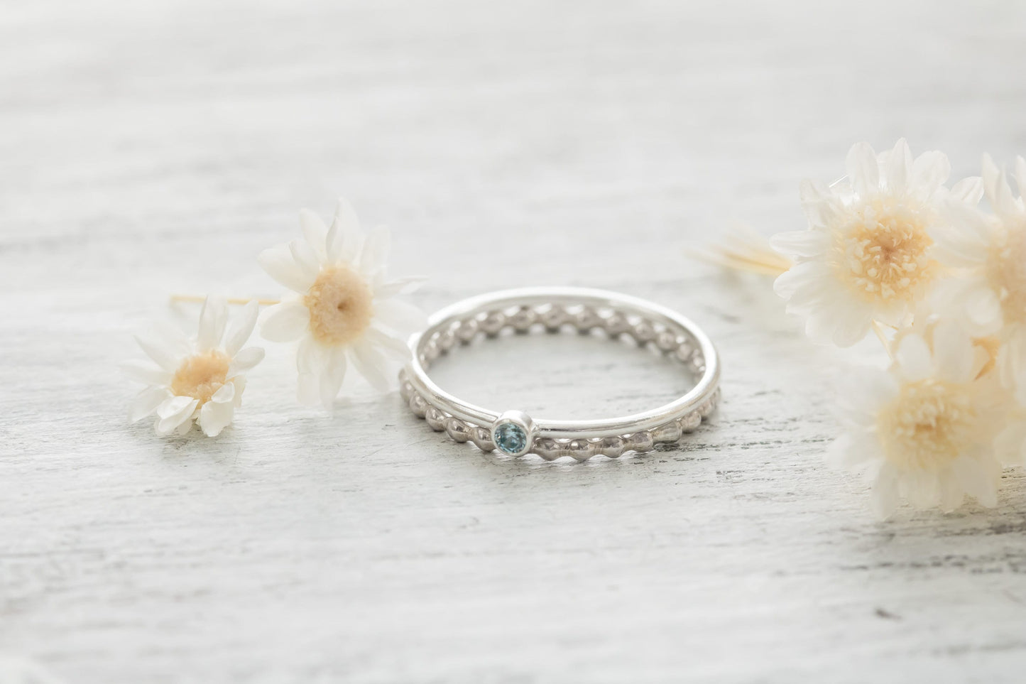 Sterling Silver Birthstone Stacking Ring Set