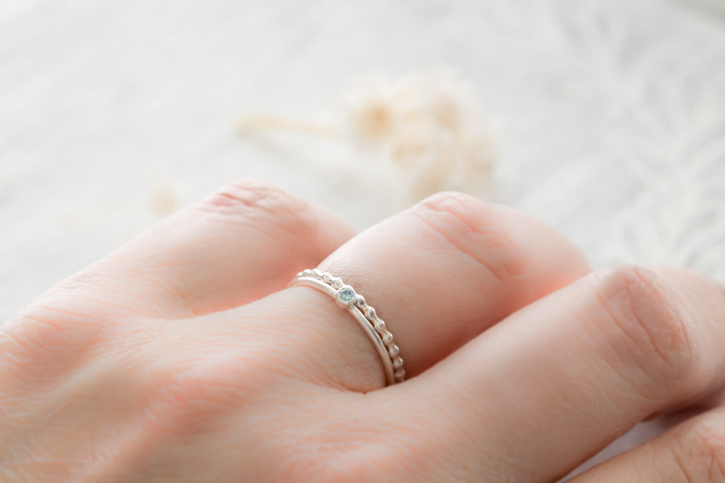 Sterling Silver Birthstone Stacking Ring Set