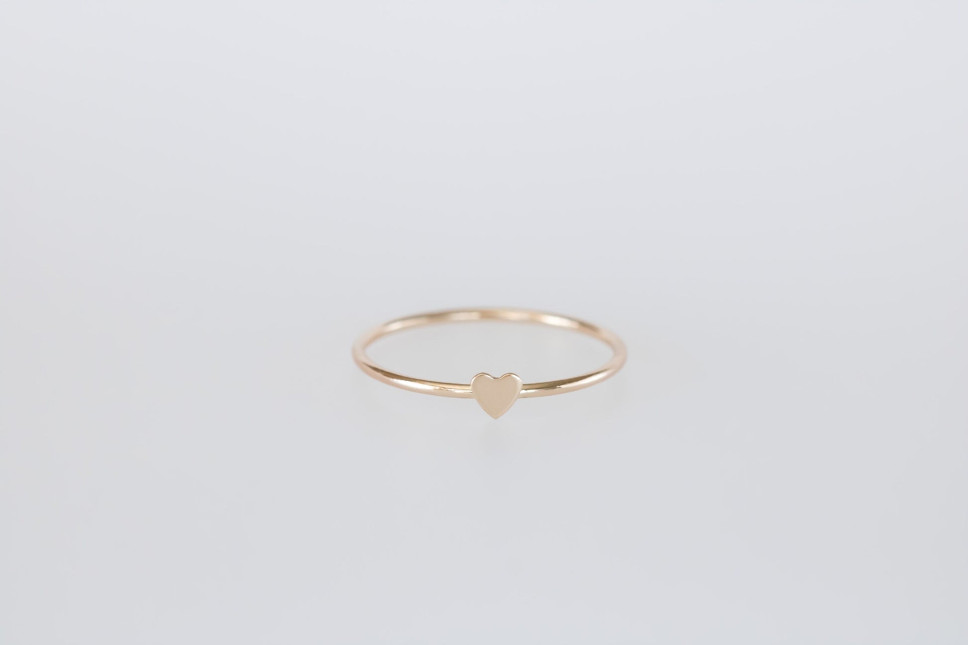 Solid 14k Gold Tiny Heart Ring Gift For Her