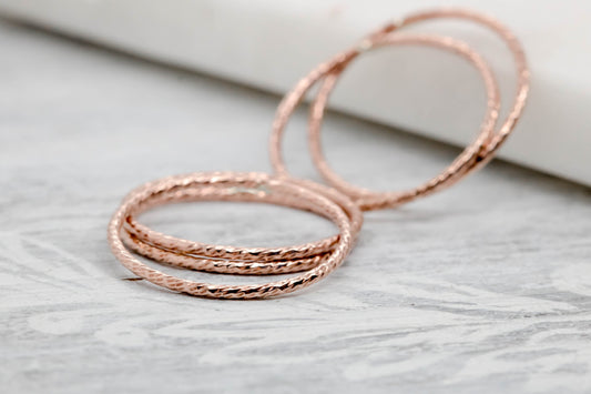 Rose Gold Sparkle Stacking Ring • Stackable Ring •Textured Rings • Stacking Jewelry •  Dainty Thin Rings • Thumb Ring • Rose Gold Filled