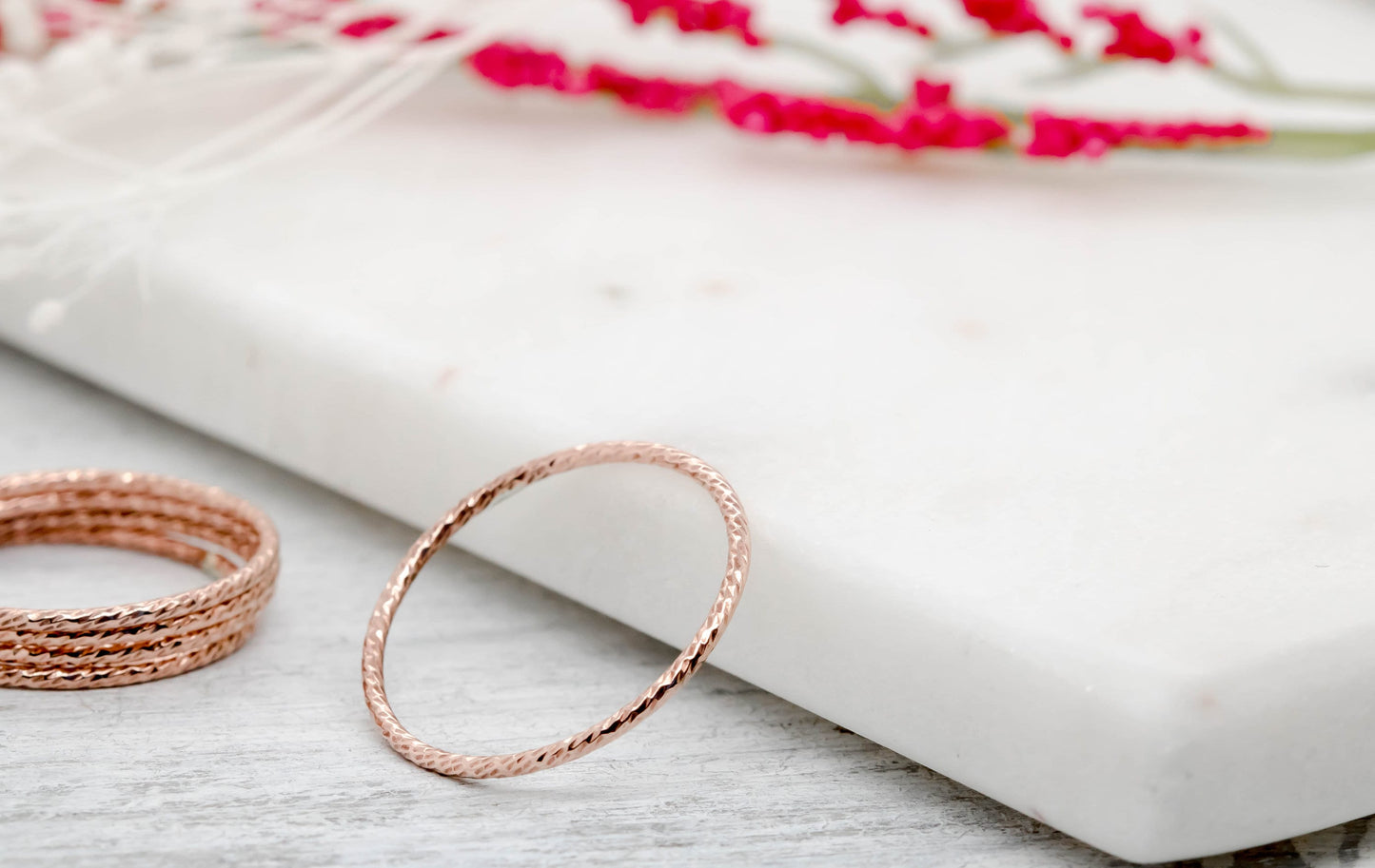 Rose Gold Sparkle Stacking Ring • Stackable Ring •Textured Rings • Stacking Jewelry •  Dainty Thin Rings • Thumb Ring • Rose Gold Filled