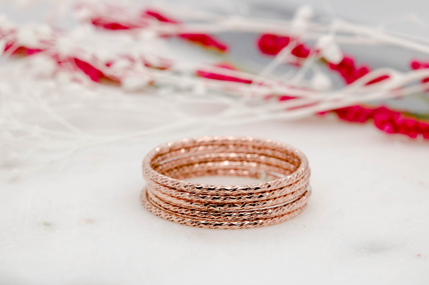 Rose Gold Sparkle Stacking Ring • Stackable Ring •Textured Rings • Stacking Jewelry •  Dainty Thin Rings • Thumb Ring • Rose Gold Filled