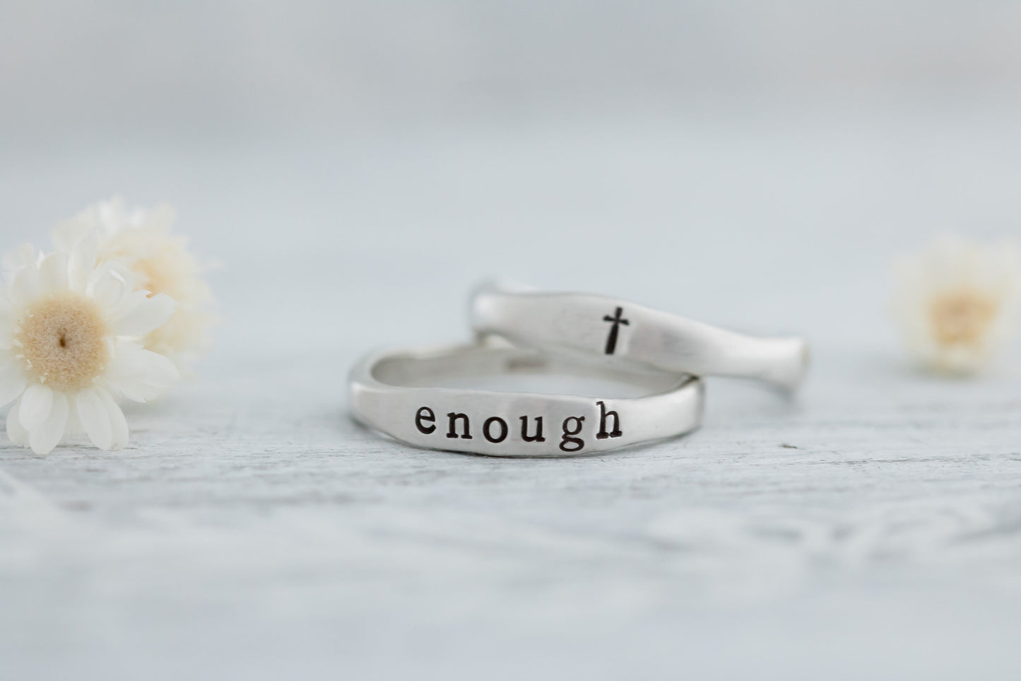 I Am Enough Sterling Silver Affirmation Ring • Encouragement Gift • Cross Rings For Women • Christian Rings For Women  •  Religious Jewelry