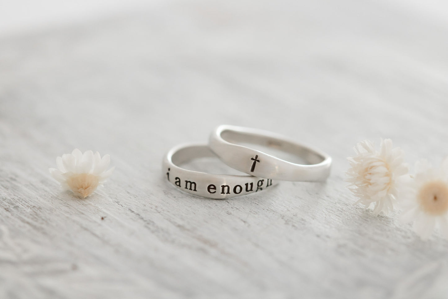 I Am Enough Sterling Silver Affirmation Ring • Encouragement Gift • Cross Rings For Women • Christian Rings For Women  •  Religious Jewelry