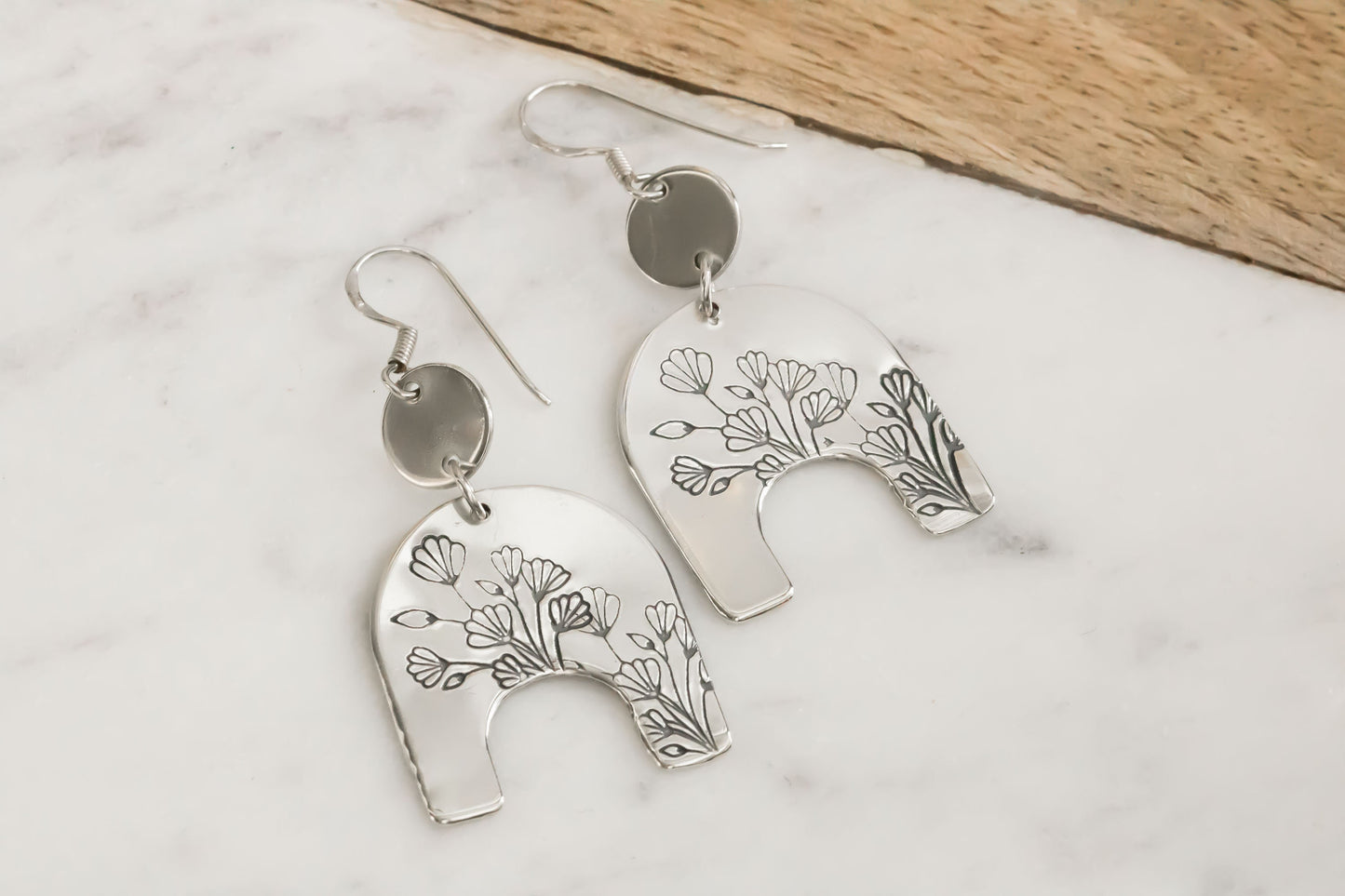 Sterling Silver Arch Earrings • Statement Earrings • Trending Jewelry • Floral Earrings • Silver Geometric Earrings • Made In Alaska