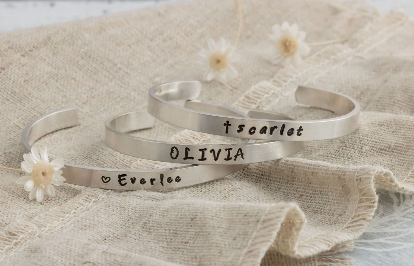 Personalized Baby Bracelet, Sterling Silver Toddler Cuff, Custom Child Name Jewelry