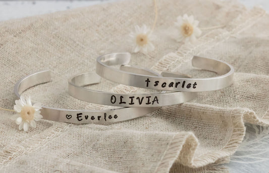 Personalized Baby Bracelet, Sterling Silver Toddler Cuff, Custom Child Name Jewelry