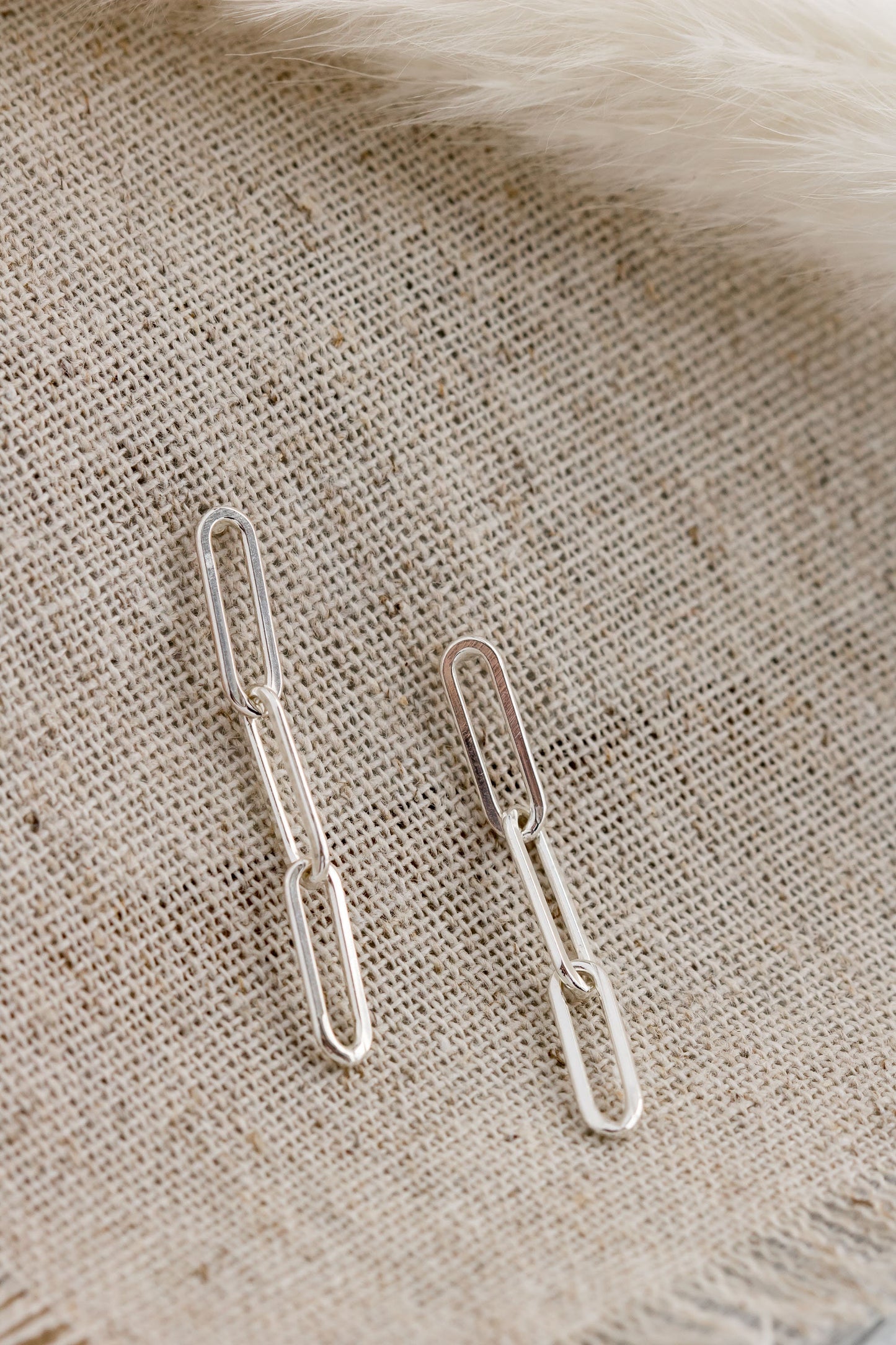 Sterling Silver Paperclip Chain Earrings • Elongated Chain Earrings