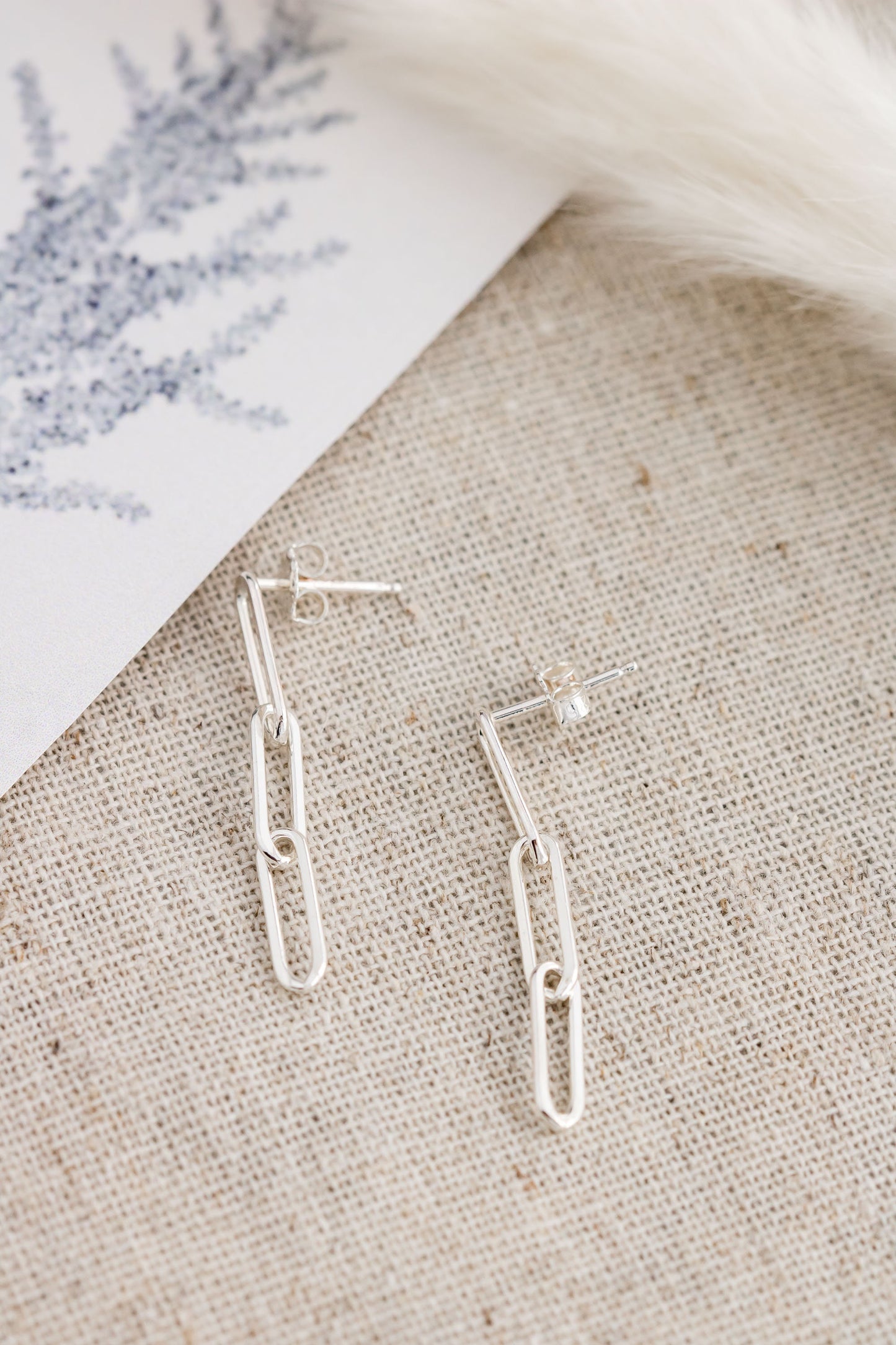 Sterling Silver Paperclip Chain Earrings • Elongated Chain Earrings