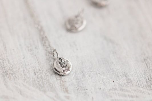 Small Leaf Vine Charm Necklace • Minimalist Floral Jewelry • Recycled Silver Jewelry • Eco-friendly Jewelry • Vine Jewelry  Nature Love Gift