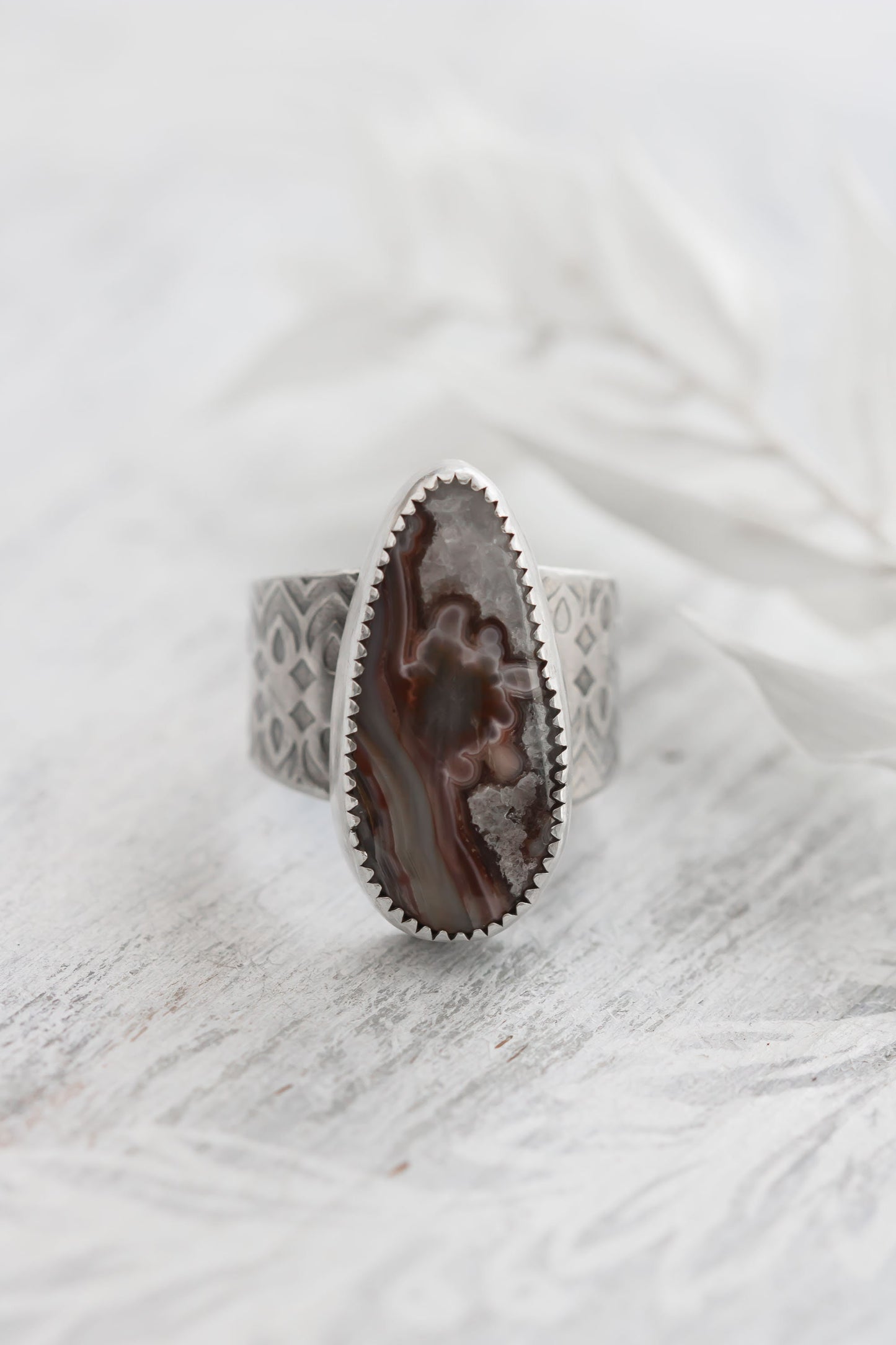 Sterling Silver and Red Lace Agate Ring • Crazy Lace Agate • Hand Made in Alaska • Large Statement Ring • Rock Collector Gift