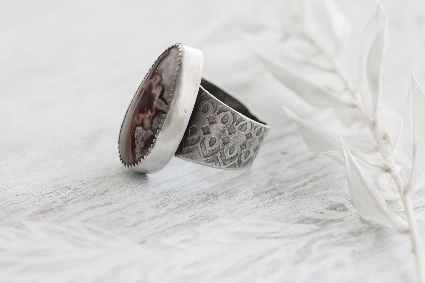 Sterling Silver and Red Lace Agate Ring • Crazy Lace Agate • Hand Made in Alaska • Large Statement Ring • Rock Collector Gift