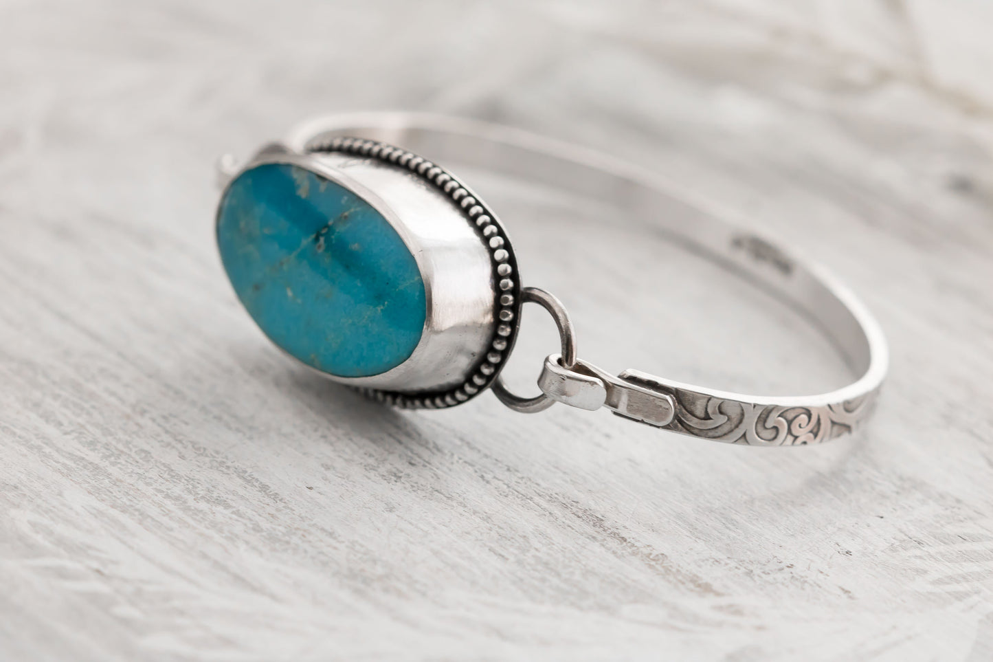 Sterling Sterling Silver and Turquoise Tension Cuff Bracelet • Wildflowers Bracelet • Nature Inspired • Turquoise Collector