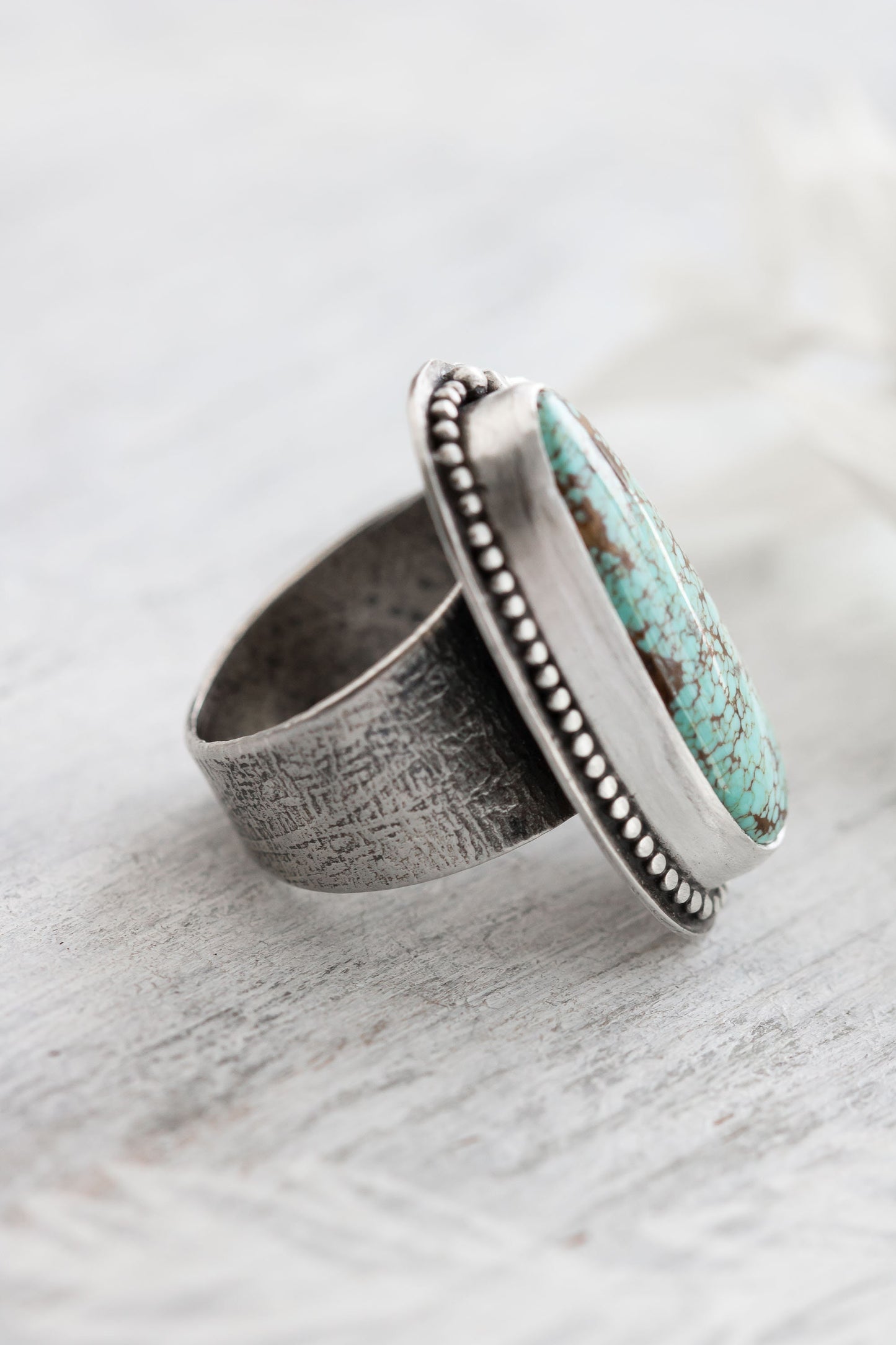 Sterling Silver & Turquoise Floral Ring • Large Statement Ring • One of a Kind Ring • Floral Inspired Jewelry • Nature Inspired ・ US Size 9