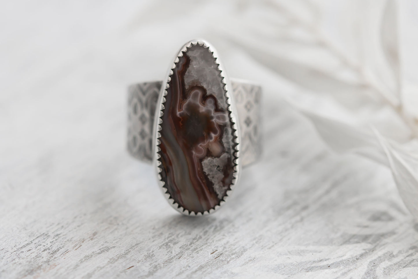 Sterling Silver and Red Lace Agate Ring • Crazy Lace Agate • Hand Made in Alaska • Large Statement Ring • Rock Collector Gift