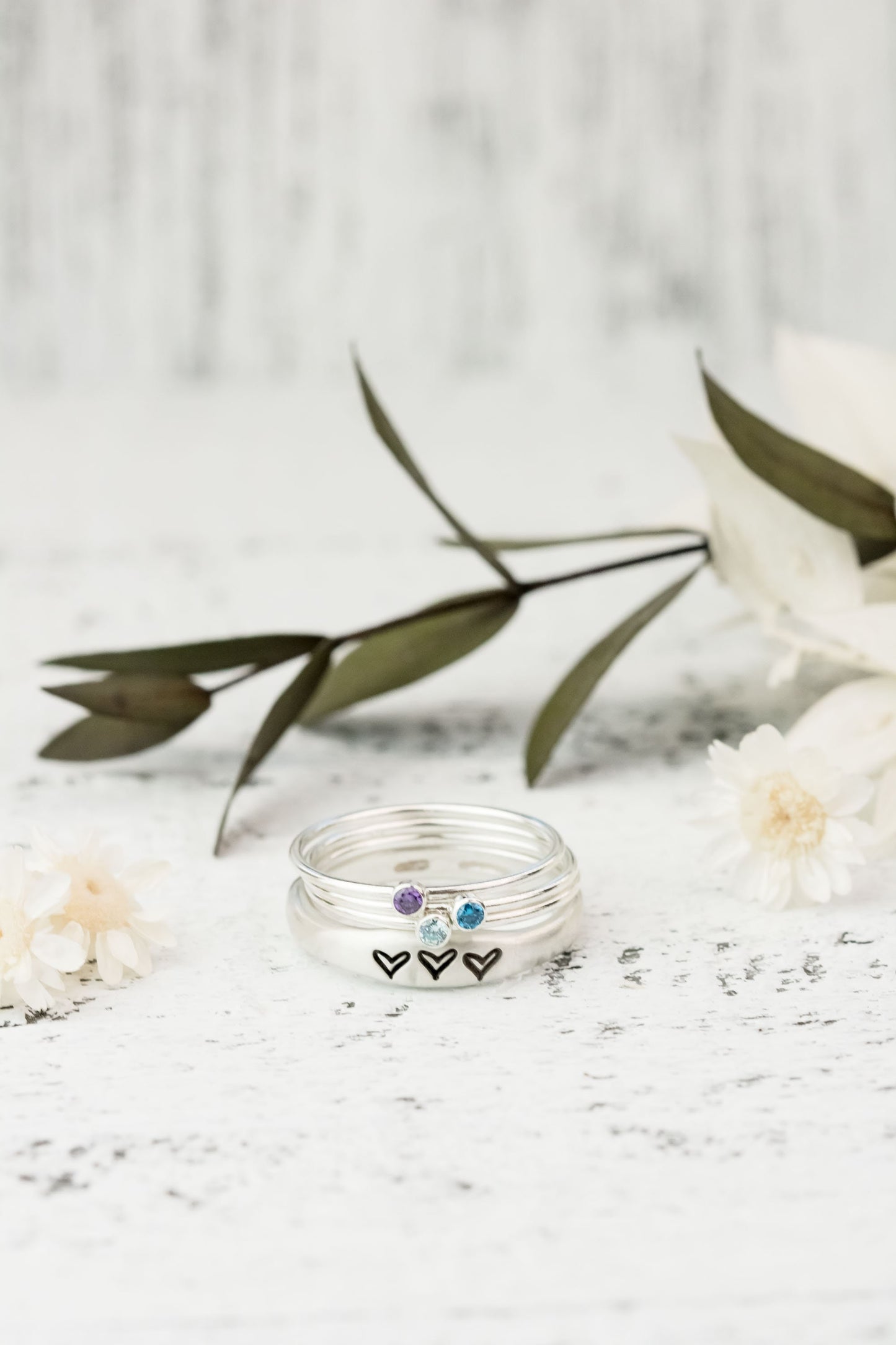 Sterling Silver Heart Birthstone Ring • Personalized Ring For Mom • Gift For Grandma • Mothers Day Gift Valentines Gift