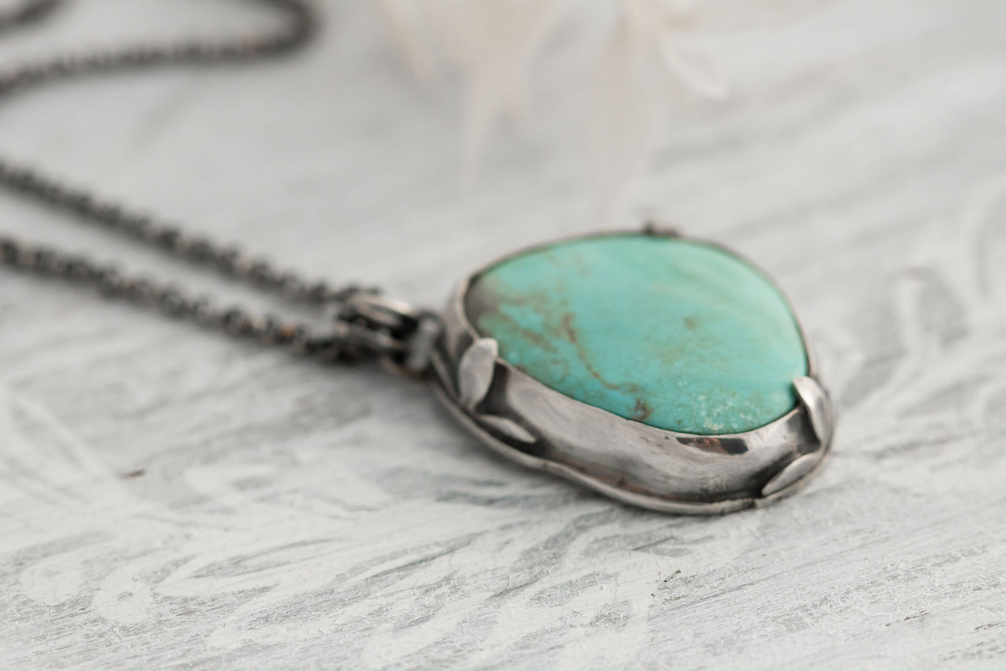 Large Sterling Silver and Number Eight Turquoise Necklace