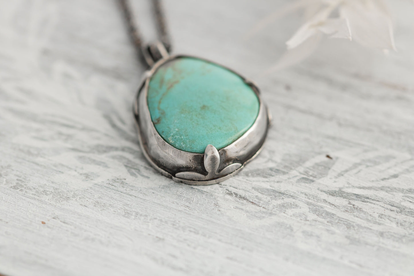 Large Sterling Silver and Number Eight Turquoise Necklace