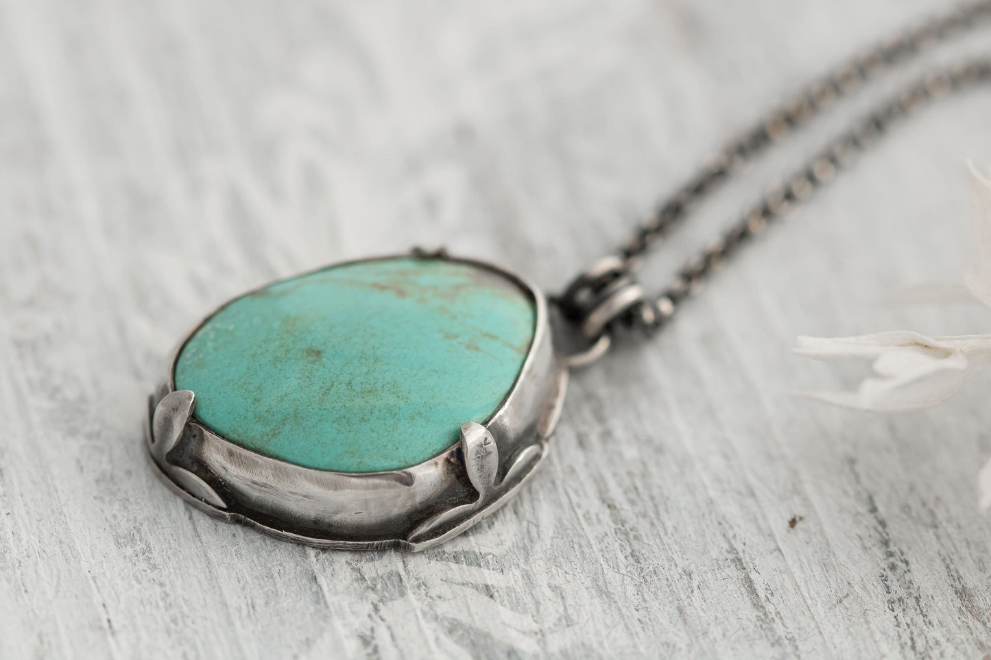 Large Sterling Silver and Number Eight Turquoise Necklace