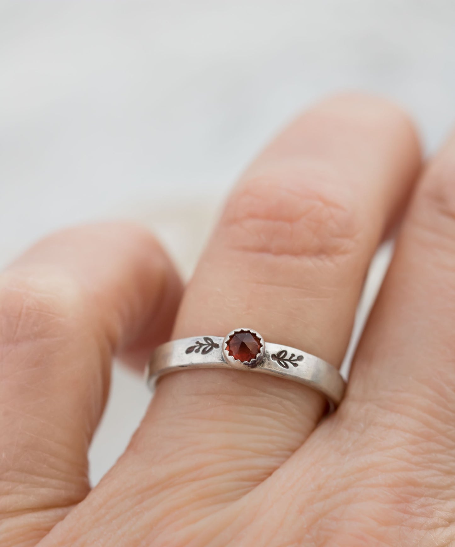 Sterling Silver Gemstone Ring For Women • Amethyst Garnet Peridot • Birthstone Ring, Floral Ring , Botanical Ring, Vine Ring • Chrysoprase