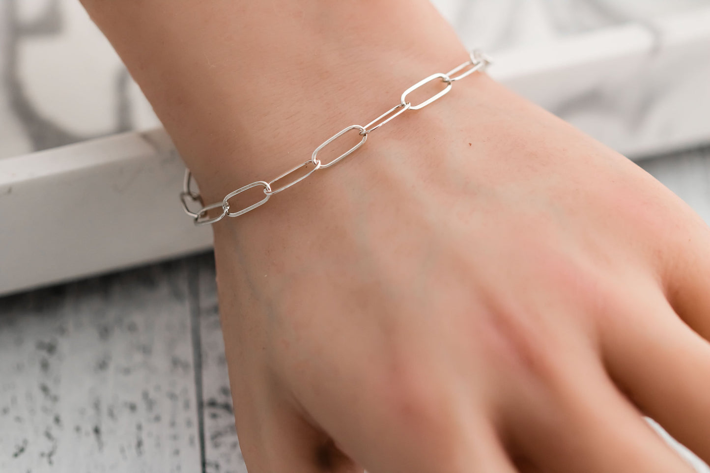 Sterling Silver Paperclip Chain Bracelet • Oval Link Bracelet • 925 Sterling •. Silver Layering Bracelet • Charm Bracelet