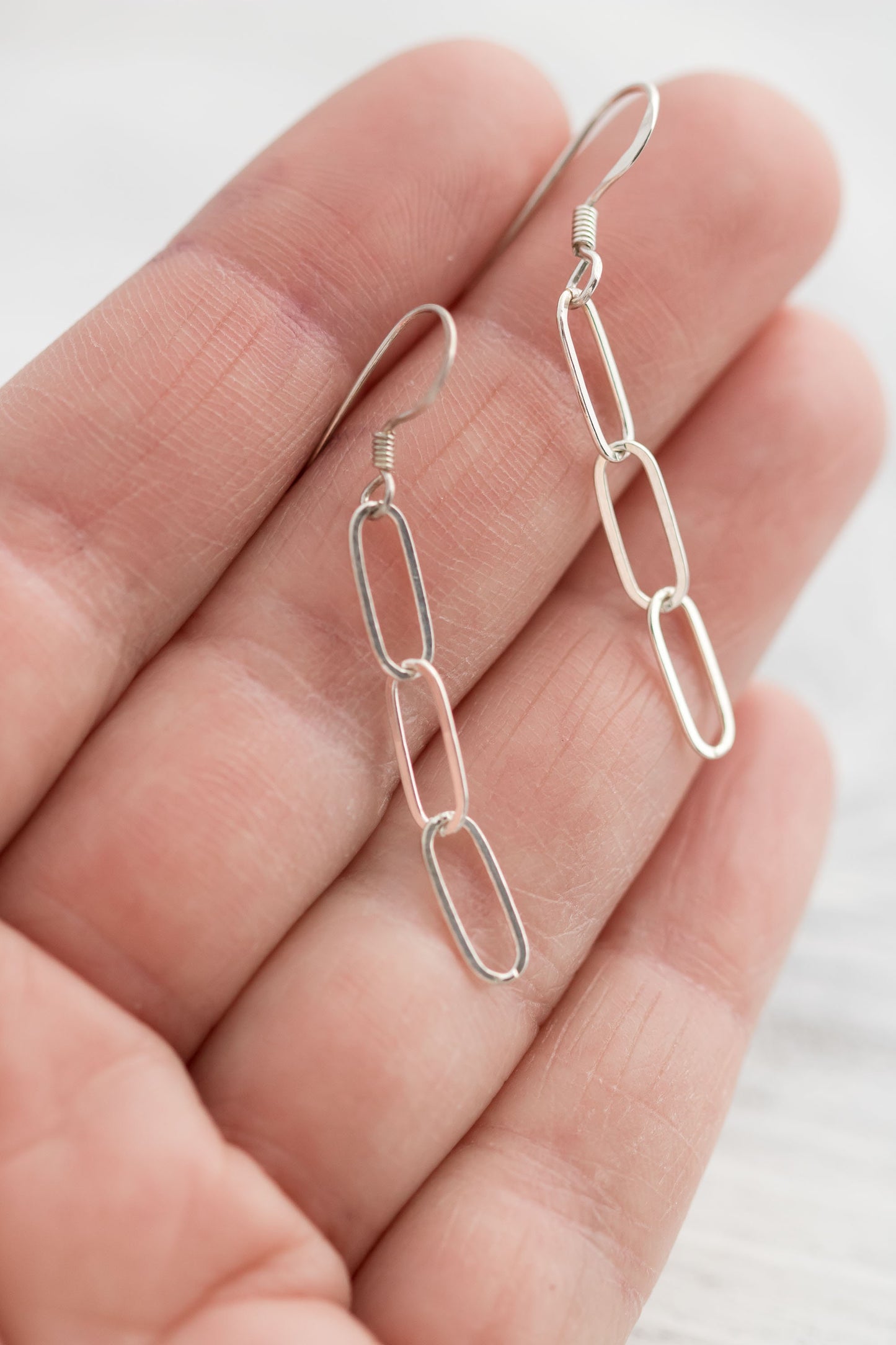 Sterling Silver Paperclip Chain Earrings • Elongated Chain Earrings • Long Dangle Earring  • 925 Silver