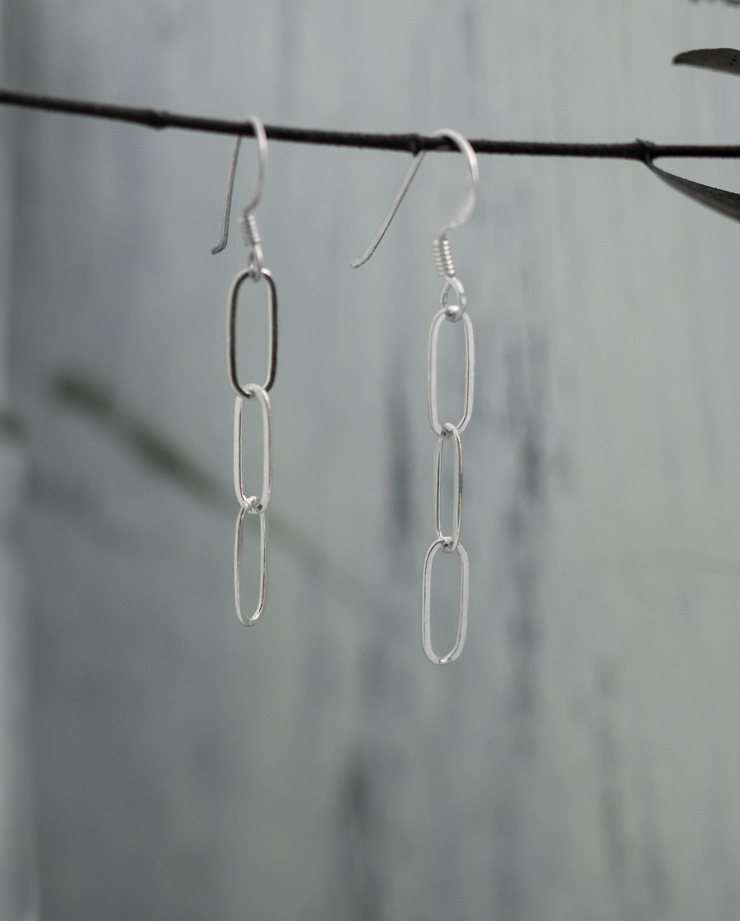 Sterling Silver Paperclip Chain Earrings • Elongated Chain Earrings • Long Dangle Earring  • 925 Silver