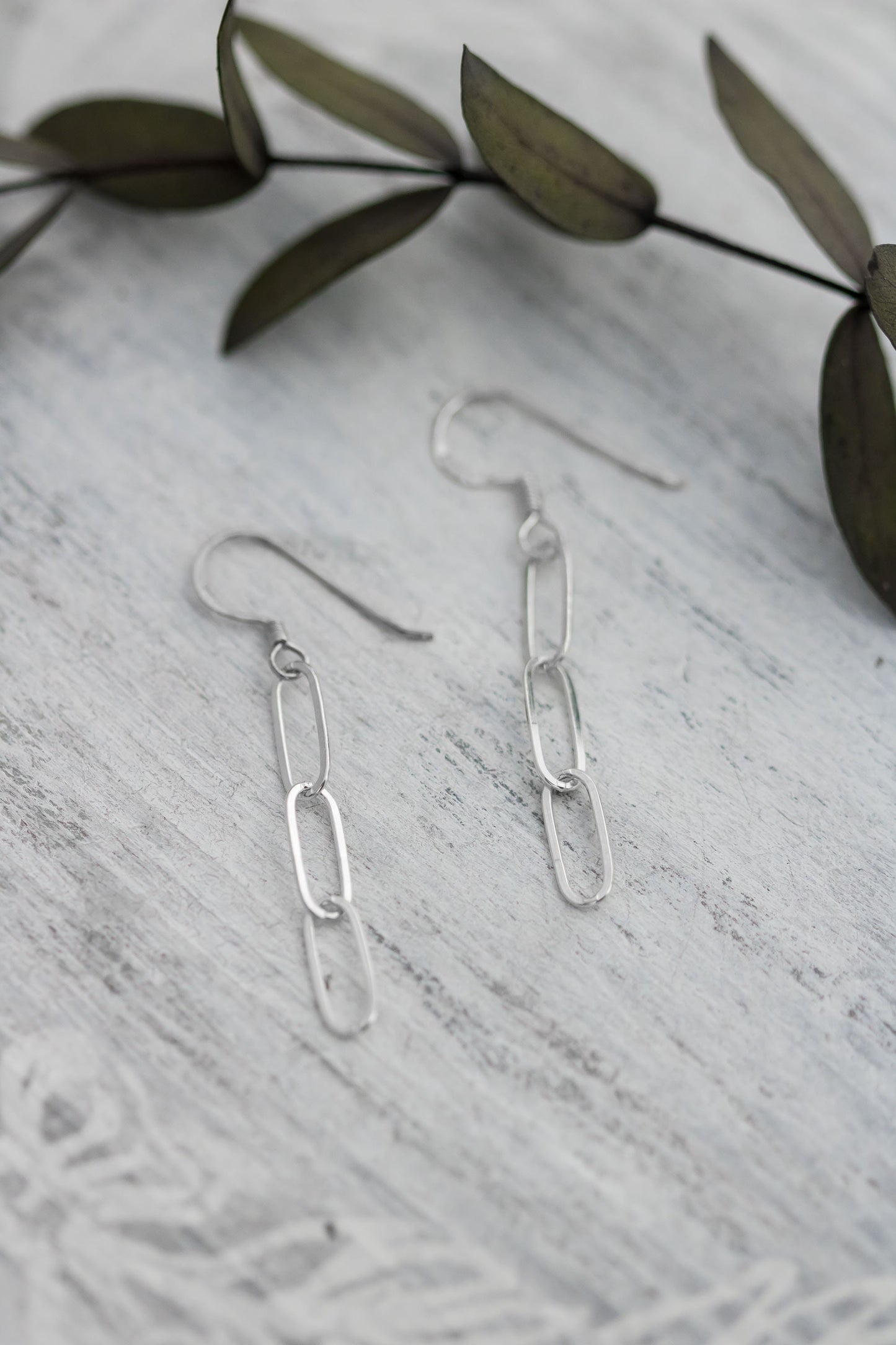 Sterling Silver Paperclip Chain Earrings • Elongated Chain Earrings • Long Dangle Earring  • 925 Silver