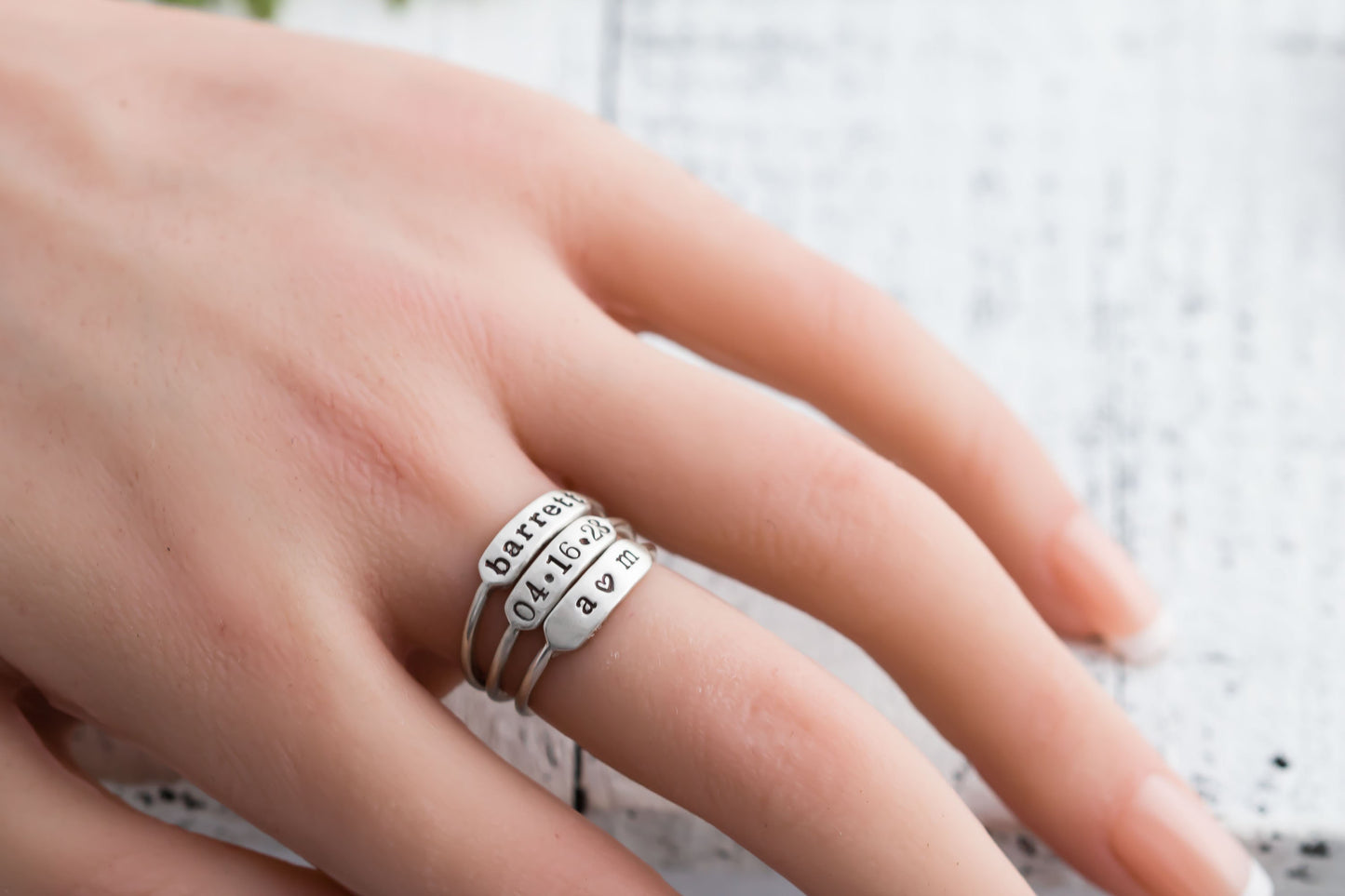 Name Ring Serling Silver • Nameplate Stacking Ring