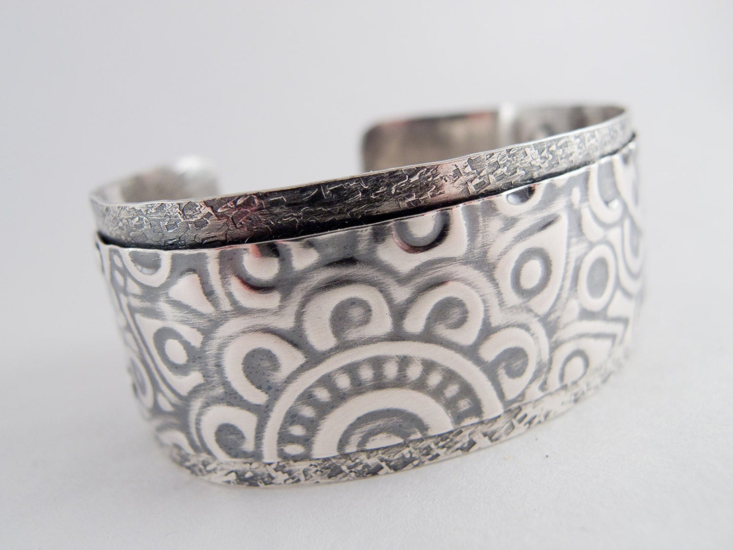 Sterling Silver Cuff Bracelet ~ Hammered Cuff ~ Textured Cuff ~ Artisan Jewelry ~  Style Jewelry ~ Metalwork ~ 1in Statement Cuff