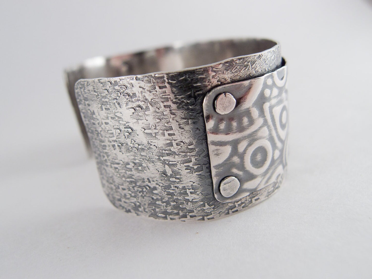 Sterling Silver Cuff Bracelet ~ Hammered Cuff ~ Textured Cuff ~ Artisan Jewelry ~  Style Jewelry ~ Metalwork ~ 1in Statement Cuff