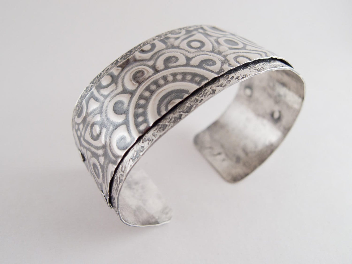 Sterling Silver Cuff Bracelet ~ Hammered Cuff ~ Textured Cuff ~ Artisan Jewelry ~  Style Jewelry ~ Metalwork ~ 1in Statement Cuff