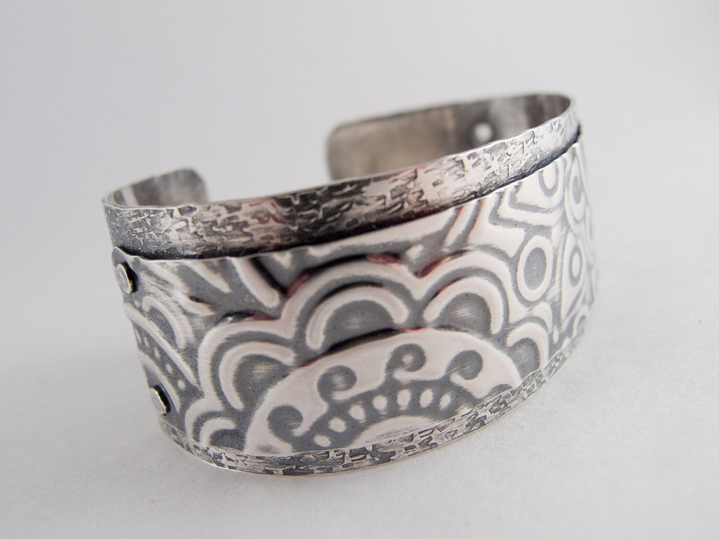 Sterling Silver Cuff Bracelet ~ Hammered Cuff ~ Textured Cuff ~ Artisan Jewelry ~  Style Jewelry ~ Metalwork ~ 1in Statement Cuff