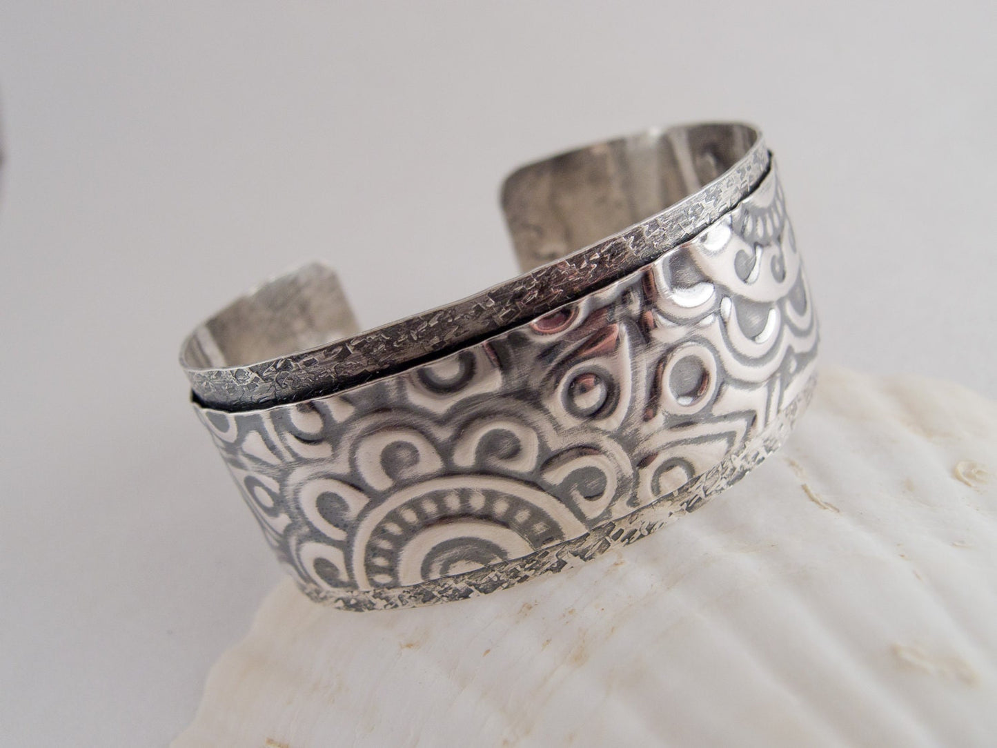 Sterling Silver Cuff Bracelet ~ Hammered Cuff ~ Textured Cuff ~ Artisan Jewelry ~  Style Jewelry ~ Metalwork ~ 1in Statement Cuff