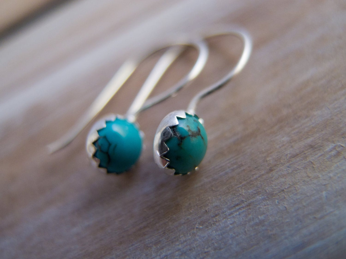 Turquoise Drop  Earrings, Silver Turquoise Dangle Earrings, Hook Earrings, December Birthstone, Gifts for Women, Minimalist Earrings