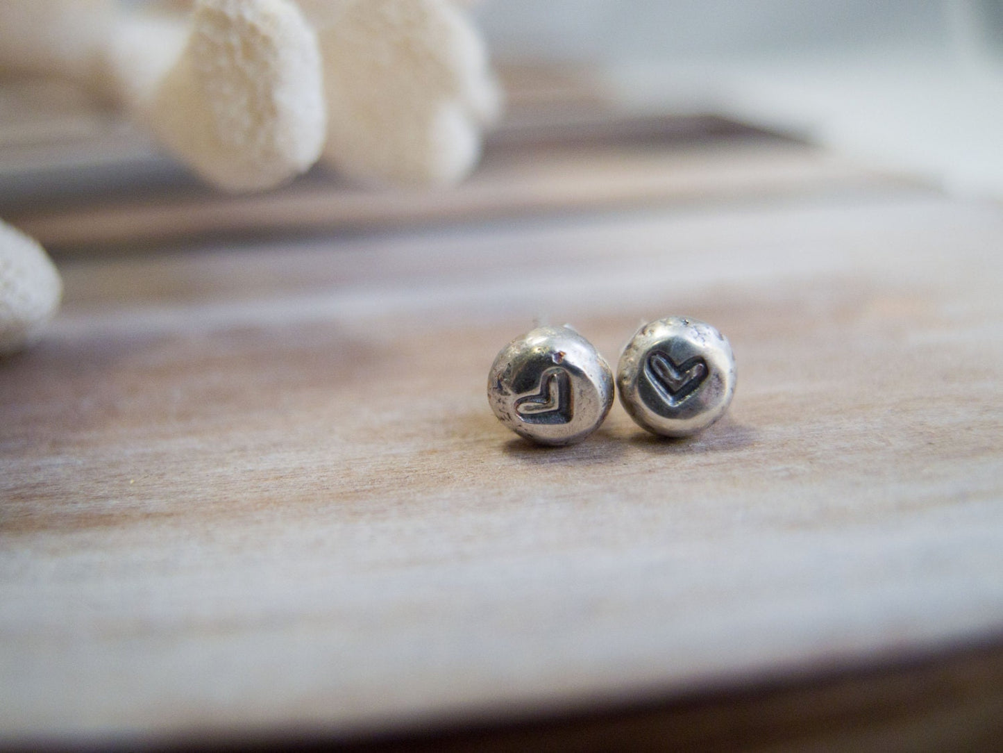 Sterling Silver Heart Stud Earrings, Love Jewelry, Minimalist Earrings