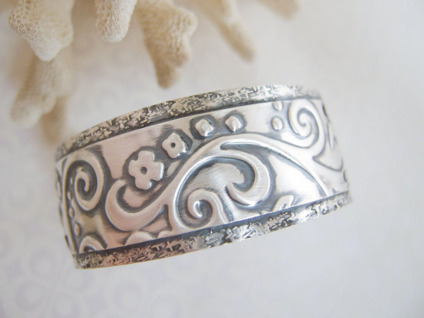 Sterling Silver Cuff Bracelet, Wide Silver Bracelet For Women