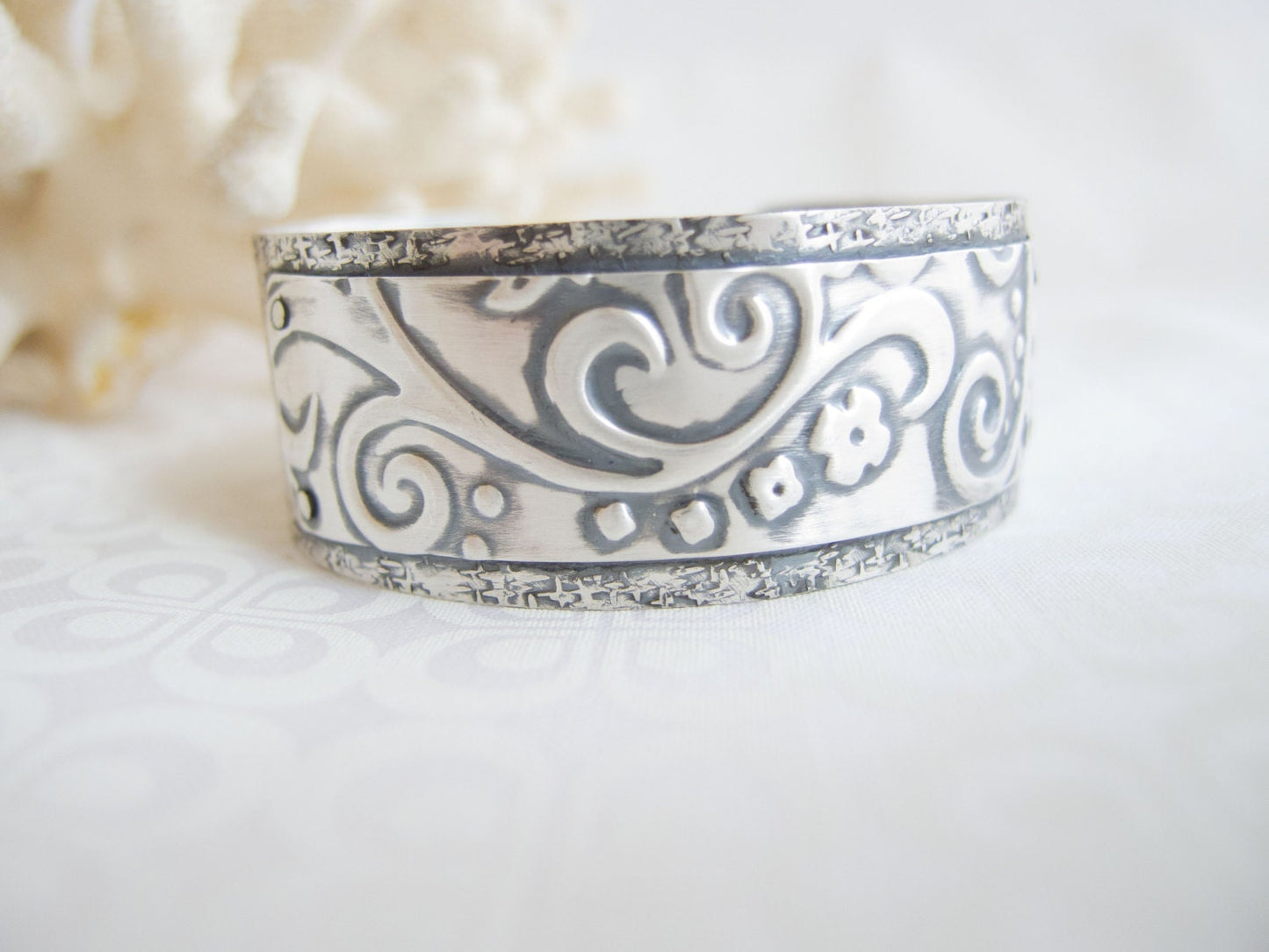 Sterling Silver Cuff Bracelet, Wide Silver Bracelet For Women