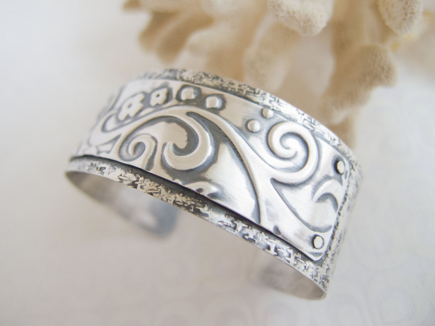 Sterling Silver Cuff Bracelet, Wide Silver Bracelet For Women